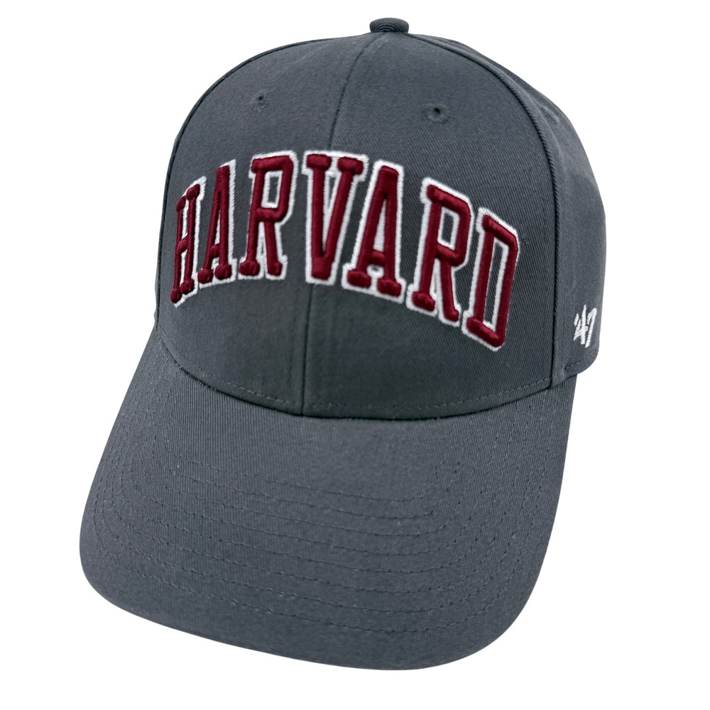 Harvard '47 Brand Hat Mens OSFA Gray Cotton Adjustable Buckle Strap Baseball Cap